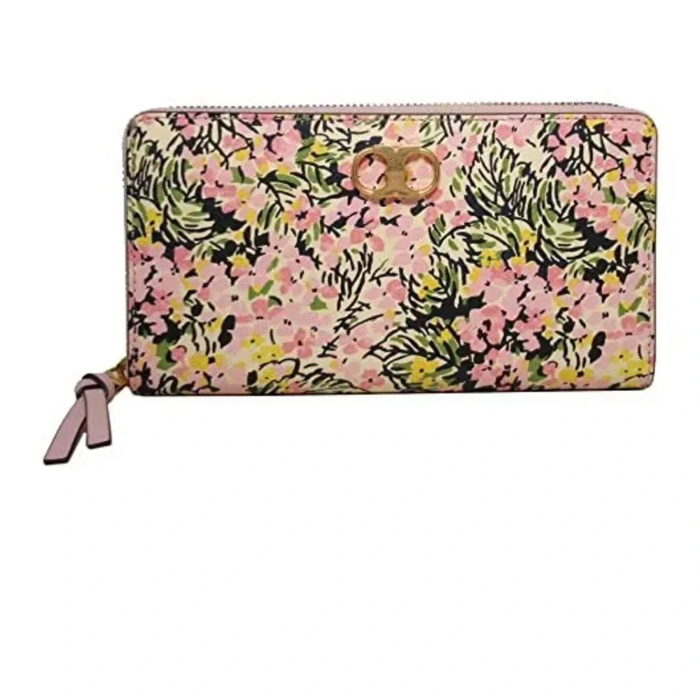 TORY BURCH gemini link zip continental wallet in flower field